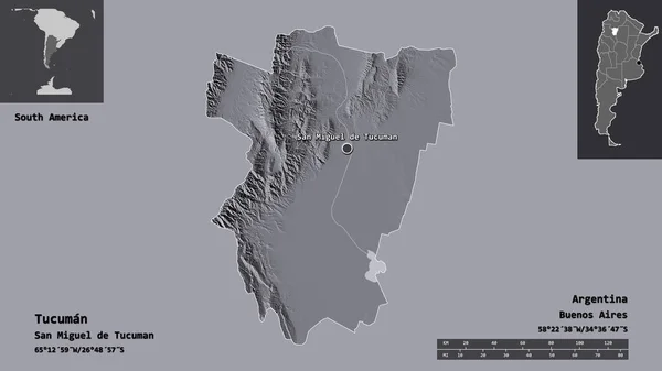 Forma Tucumán Provincia Argentina Capital Escala Distancia Vistas Previas Etiquetas — Foto de Stock