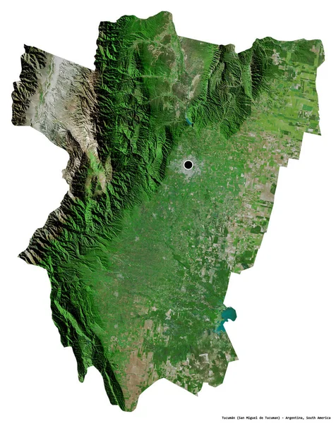 Форма Тукумана Провинции Аргентина Столицей Изолированной Белом Фоне Спутниковые Снимки — стоковое фото