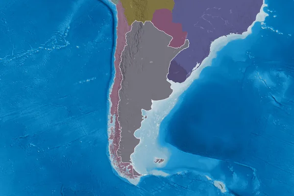 Área Extendida Argentina Delineada Mapa Elevación Color Renderizado — Foto de Stock