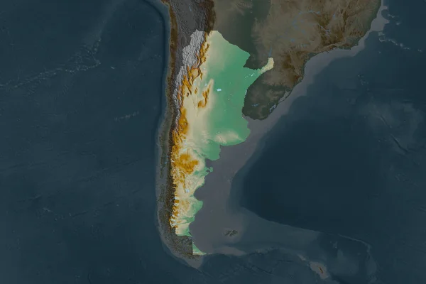 Форма Аргентини Розділена Падінням Сусідніх Районів Карта Рельєфу Візуалізація — стокове фото