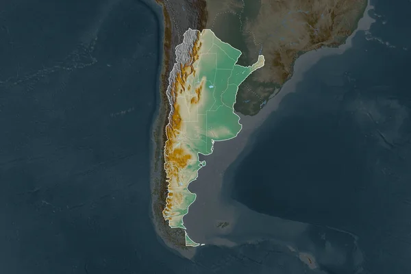 Gestalt Argentiniens Getrennt Durch Die Entwässerung Benachbarter Gebiete Grenzen Topographische — Stockfoto