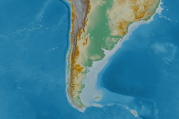 Extended Area Argentina Topographic Relief Map Rendering — Stock Photo, Image