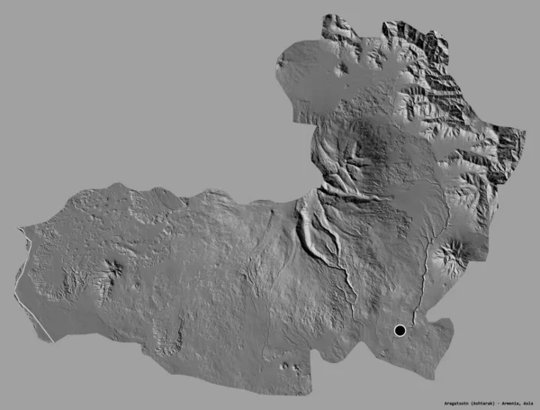 Forma Aragatsotn Provincia Armenia Con Capital Aislada Sobre Fondo Color — Foto de Stock