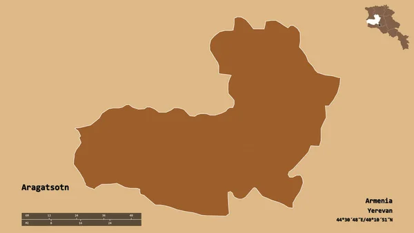 Forme Aragatsotn Province Arménie Avec Capitale Isolée Sur Fond Solide — Photo