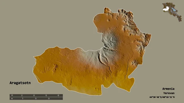 Forma Aragatsotn Provincia Armenia Con Capital Aislada Sobre Fondo Sólido — Foto de Stock