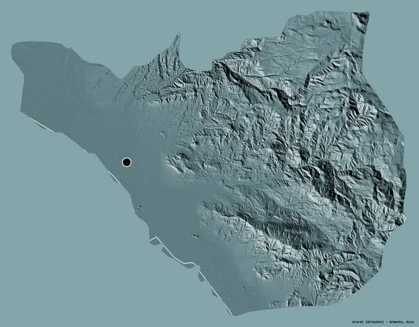 Forma Ararat Provincia Armenia Con Capital Aislada Sobre Fondo Color —  Fotos de Stock