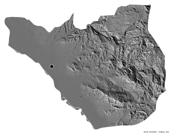 Form Ararat Provinsen Armenien Med Dess Huvudstad Isolerad Vit Bakgrund — Stockfoto