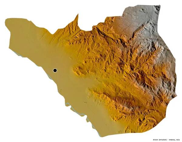 Form Ararat Provinsen Armenien Med Dess Huvudstad Isolerad Vit Bakgrund — Stockfoto