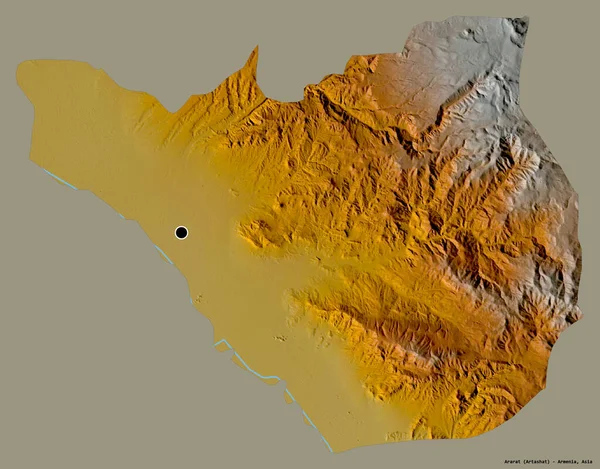 亚美尼亚省阿拉拉特的形状 其首都以纯色背景隔离 地形浮雕图 3D渲染 — 图库照片