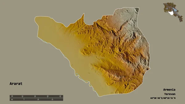 Forma Ararat Provincia Armenia Con Suo Capoluogo Isolato Uno Sfondo — Foto Stock