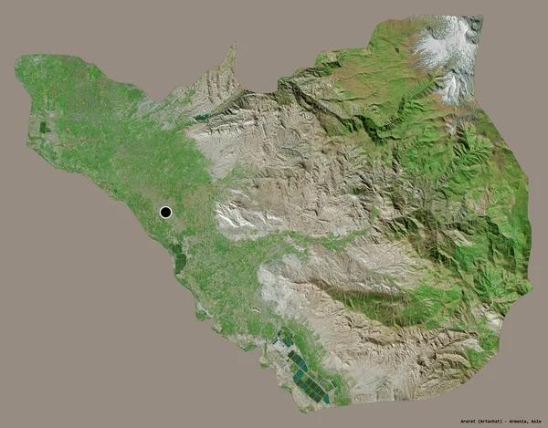 Forma Ararat Provincia Armenia Con Capital Aislada Sobre Fondo Color — Foto de Stock