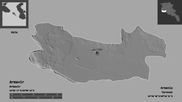 Tvar Armaviru Provincie Arménie Jeho Hlavního Města Měřítko Vzdálenosti Náhledy — Stock fotografie