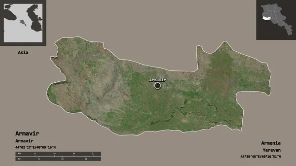 Vorm Van Armavir Provincie Armenië Hoofdstad Afstandsschaal Previews Etiketten Satellietbeelden — Stockfoto