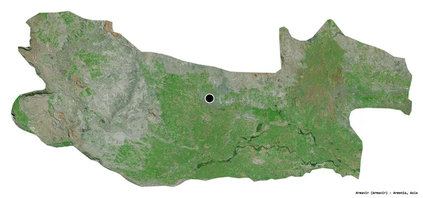 亚美尼亚Armavir省的形状 其首都因白人背景而孤立 卫星图像 3D渲染 — 图库照片