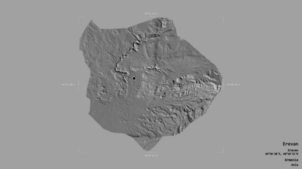 Erevan Területe Örményország Városa Szilárd Háttérrel Elszigetelve Egy Georeferált Határoló — Stock Fotó
