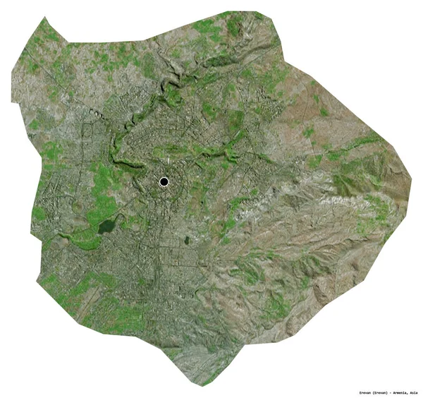 Tvar Erevanu Města Arménie Hlavním Městem Izolovaným Bílém Pozadí Satelitní — Stock fotografie