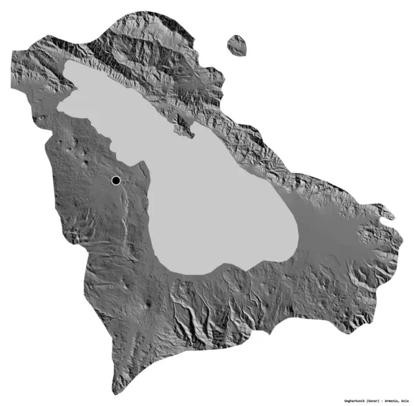 Forma Gegharkunik Provincia Armenia Con Capital Aislada Sobre Fondo Blanco — Foto de Stock