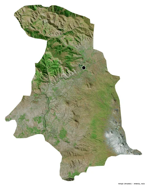 アルメニア共和国のコタヤクの形で 首都は白い背景に孤立している 衛星画像 3Dレンダリング — ストック写真