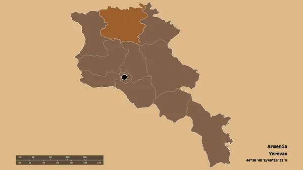 Afgebroken Vorm Van Armenië Met Haar Hoofdstad Belangrijkste Regionale Divisie — Stockfoto