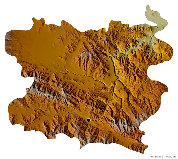 Forma Lori Provincia Armenia Con Capital Aislada Sobre Fondo Blanco — Foto de Stock