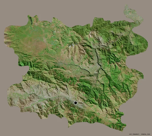 Forma Lori Provincia Armenia Con Suo Capoluogo Isolato Fondo Tinta — Foto Stock