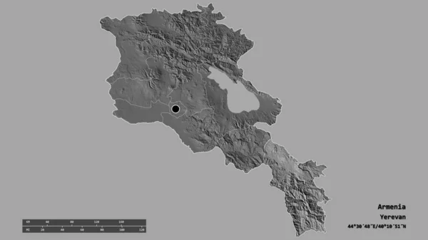 Die Ungesättigte Form Armeniens Mit Seiner Hauptstadt Der Wichtigsten Regionalen — Stockfoto