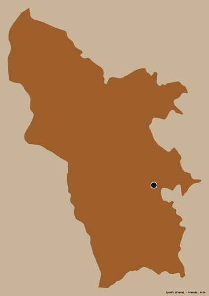 Форма Сюника Провинция Армения Столицей Выделенной Сплошном Цветном Фоне Состав — стоковое фото