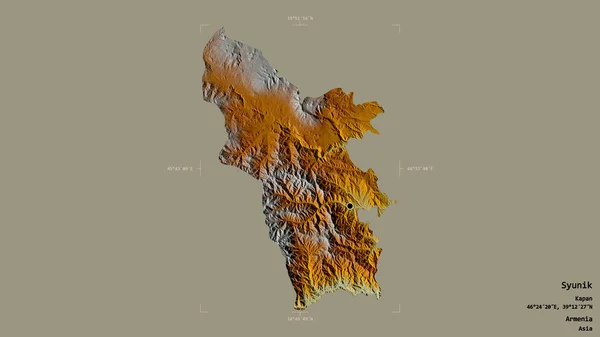 Oblast Syunik Provincie Arménie Izolovaná Pevném Pozadí Georeferencované Hraniční Oblasti — Stock fotografie
