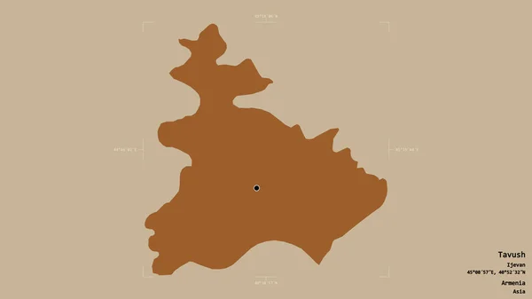 アルメニアのタブシュ 英語版 の地域は 洗練された境界線の箱の中にしっかりとした背景に孤立している ラベル パターン化されたテクスチャの構成 3Dレンダリング — ストック写真