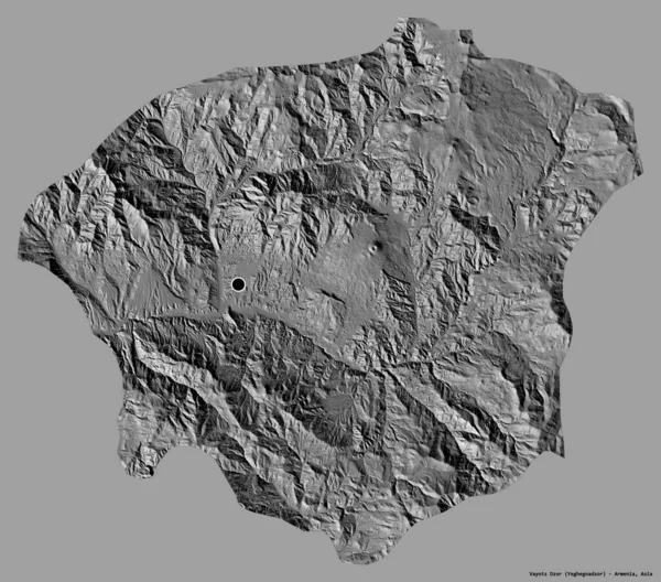 Form Vayots Dzor Provinsen Armenien Med Sin Huvudstad Isolerad Solid — Stockfoto