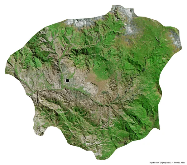 Form Vayots Dzor Provinsen Armenien Med Dess Huvudstad Isolerad Vit — Stockfoto