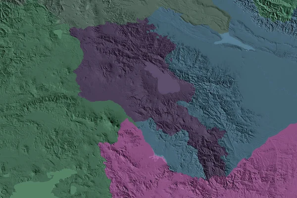 アルメニアの拡張地域 色の標高マップ 3Dレンダリング — ストック写真