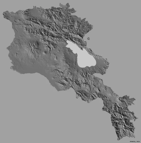 Kształt Armenii Jej Kapitału Izolowane Stałym Tle Koloru Dwupoziomowa Mapa — Zdjęcie stockowe