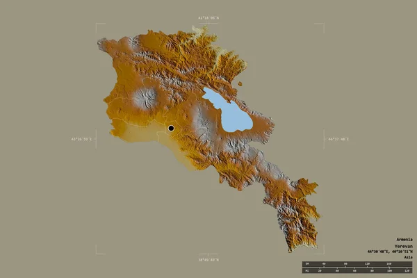 Área Armenia Aislada Sobre Fondo Sólido Una Caja Confinamiento Georeferenciada — Foto de Stock