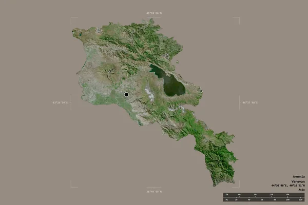 Área Armenia Aislada Sobre Fondo Sólido Una Caja Confinamiento Georeferenciada — Foto de Stock