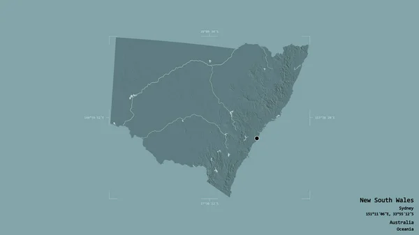 Obszar Nowej Południowej Walii Stan Australia Odizolowany Solidnym Tle Georeferencyjnym — Zdjęcie stockowe