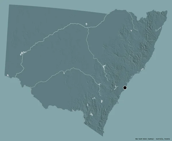 Форма Нового Южного Уэльса Штат Австралия Столицей Изолированной Сплошном Цветном — стоковое фото