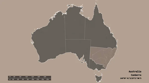 Forma Desnaturalizada Australia Con Capital División Regional Principal Área Separada —  Fotos de Stock