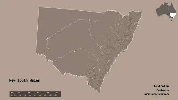 Forma Nueva Gales Del Sur Estado Australia Con Capital Aislada —  Fotos de Stock
