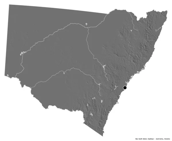 Forma Nueva Gales Del Sur Estado Australia Con Capital Aislada —  Fotos de Stock