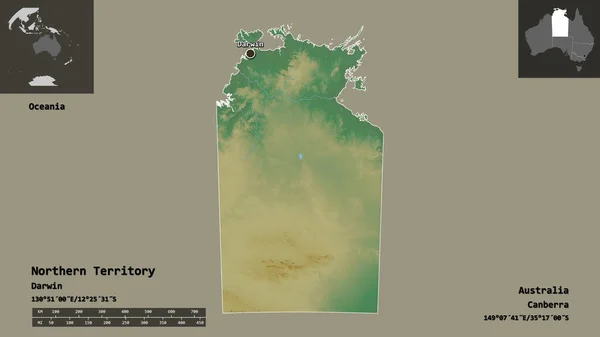 Forme Territoire Nord Territoire Australie Capitale Échelle Distance Aperçus Étiquettes — Photo
