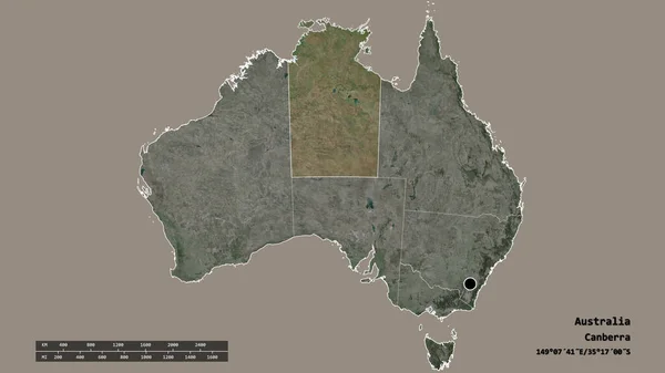 Forma Desolata Dell Australia Con Sua Capitale Principale Divisione Regionale — Foto Stock