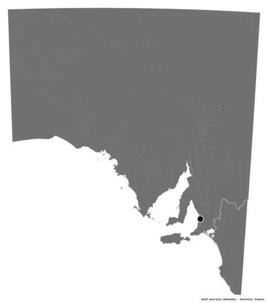 Shape South Australia Bundesstaat Australien Mit Seiner Hauptstadt Isoliert Auf — Stockfoto