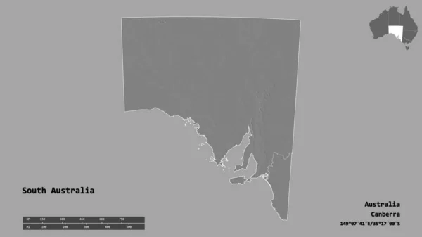 Forma Australia Meridional Estado Australia Con Capital Aislada Sobre Fondo —  Fotos de Stock