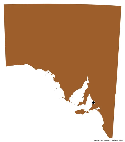 Forma Australia Meridional Estado Australia Con Capital Aislada Sobre Fondo —  Fotos de Stock
