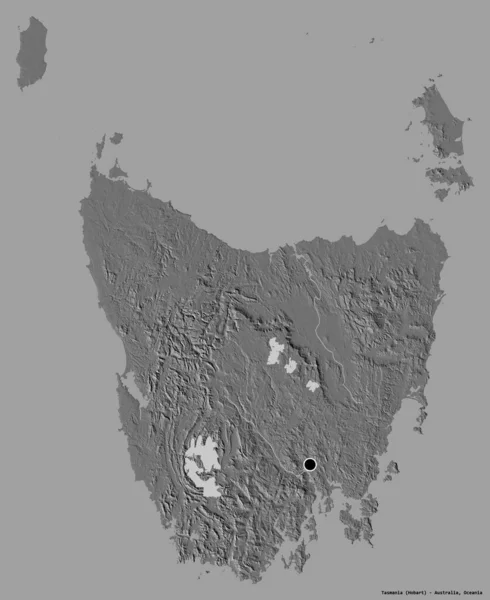 Forma Tasmania Estado Australia Con Capital Aislada Sobre Fondo Color — Foto de Stock