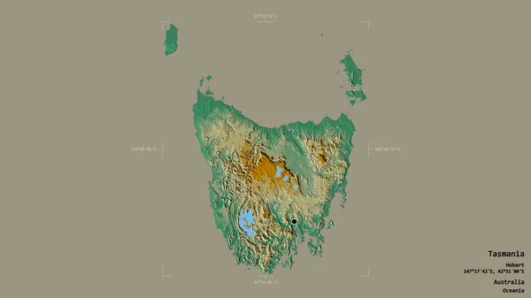 Área Tasmania Estado Australia Aislada Sobre Fondo Sólido Una Caja — Foto de Stock