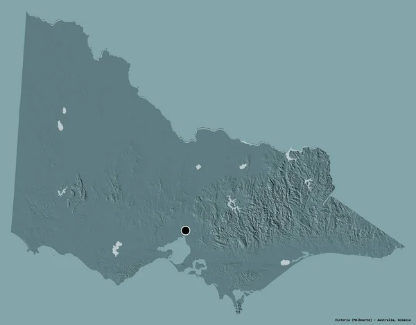 Tvar Victoria Stát Austrálie Jeho Hlavním Městem Izolované Pevném Barevném — Stock fotografie