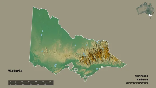 Shape Victoria Bundesstaat Australien Mit Seiner Hauptstadt Isoliert Auf Festem — Stockfoto