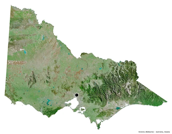 Shape Victoria Bundesstaat Australien Mit Seiner Hauptstadt Isoliert Auf Weißem — Stockfoto